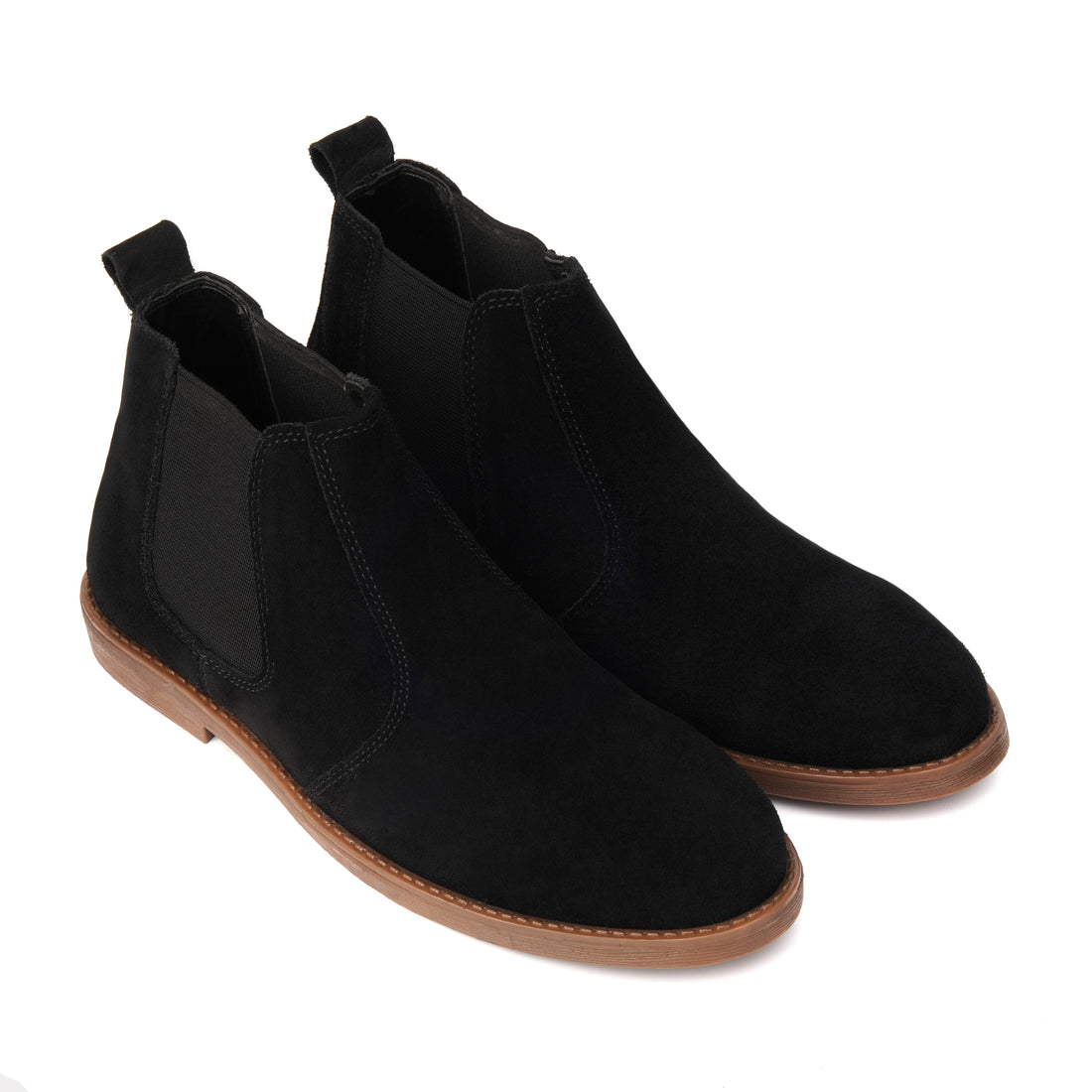 SKU:8011-Black Suede Cow Leather Chelsea boots