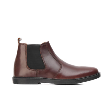 8017-Maroon Hot Pull-up Chelsea Boots