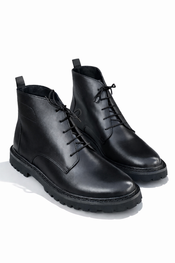 SKU:1006-Black Soft Cow Leather Chukka boots